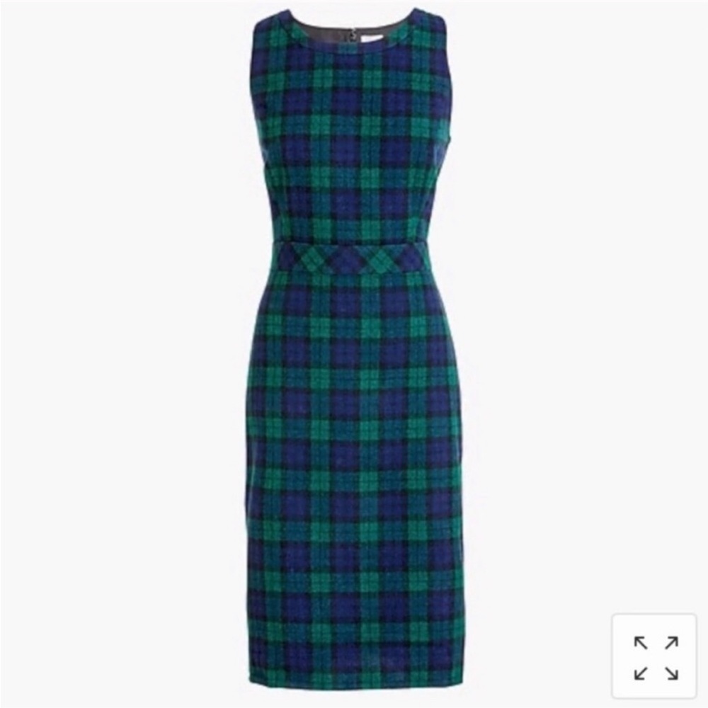 J. Crew Green Plaid Wool Dress Women's Size 00 New.